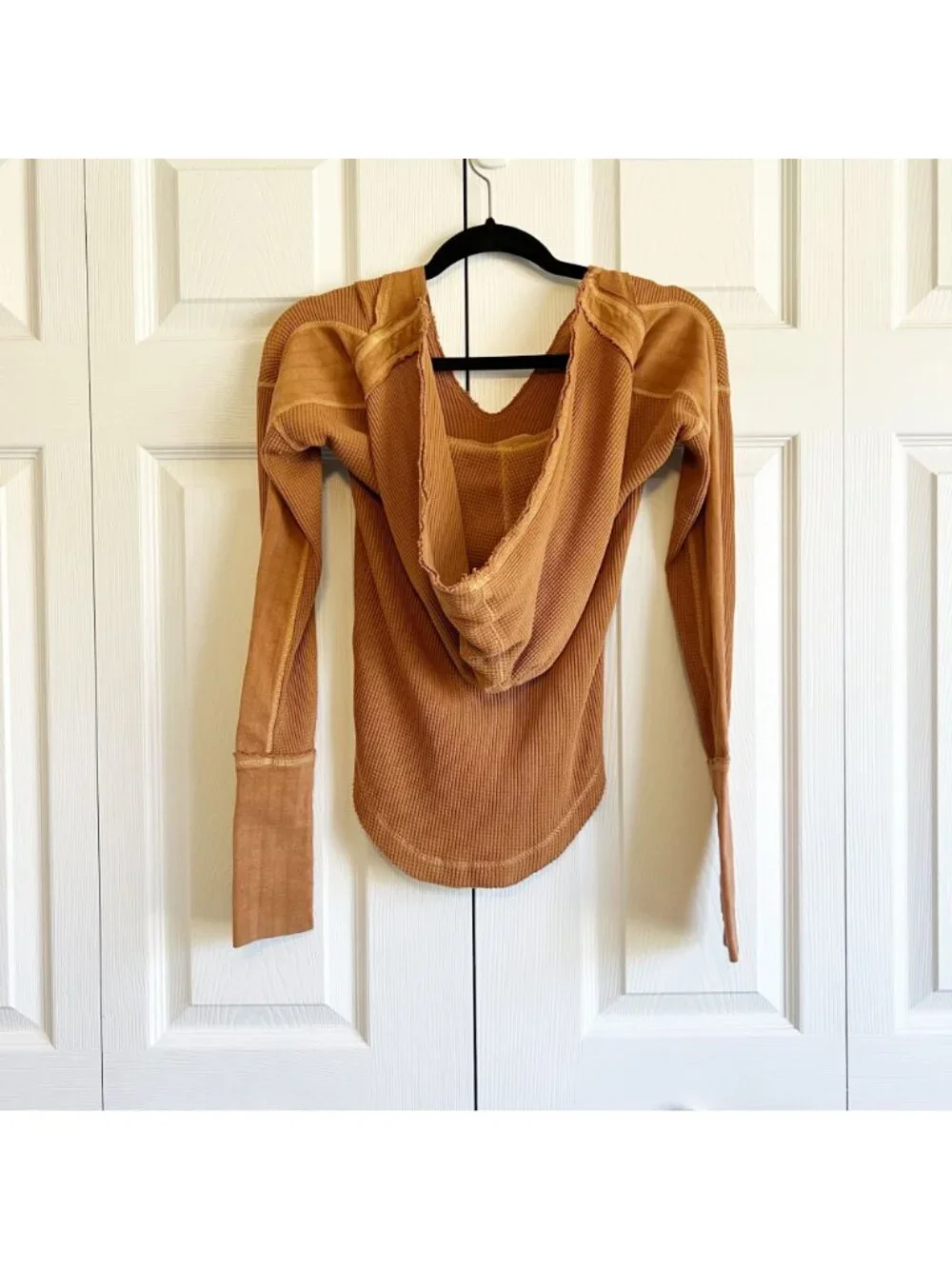Free People Margo Bran Burnt Orange Waffle Knit Hoodie Women's Size X-Small XS